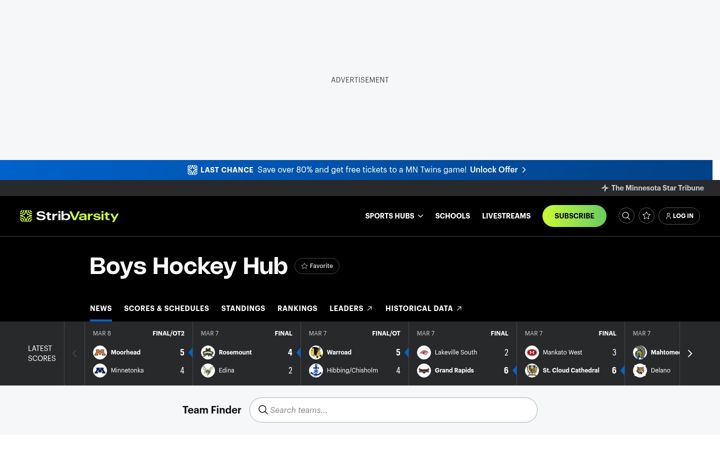 Screenshot stránky mnhockeyhub.com