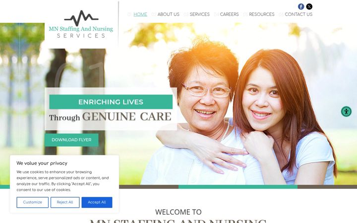 Screenshot of mnstaffingservices.com