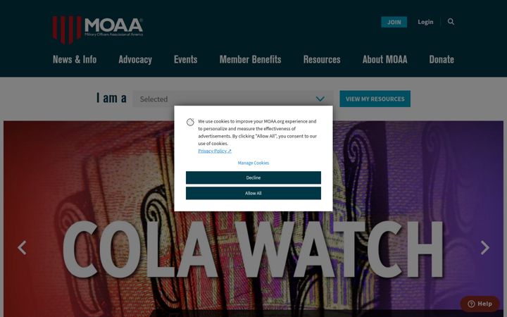 Screenshot of moaa.org