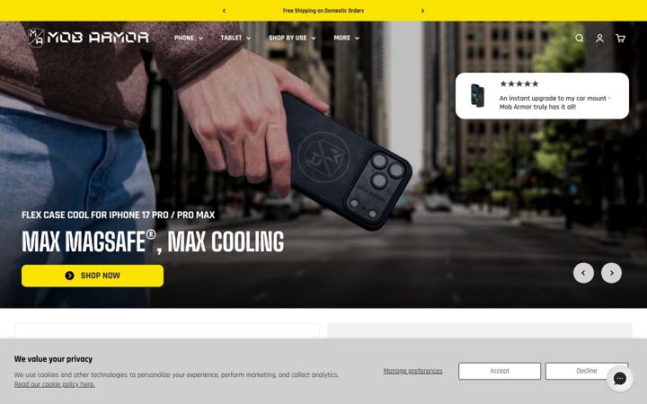 Screenshot of mob-armor.com
