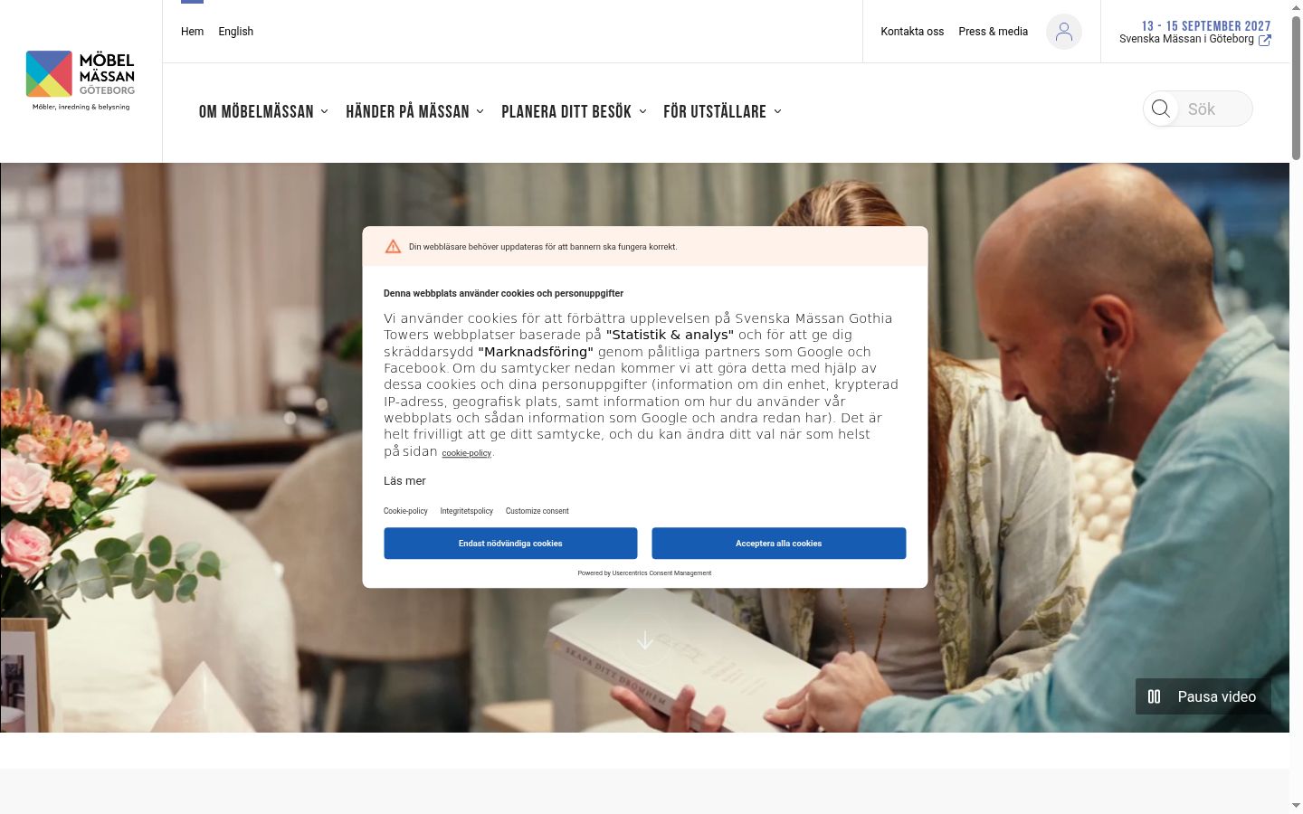 Screenshot del banner di consenso mostrato prima di qualsiasi interazione