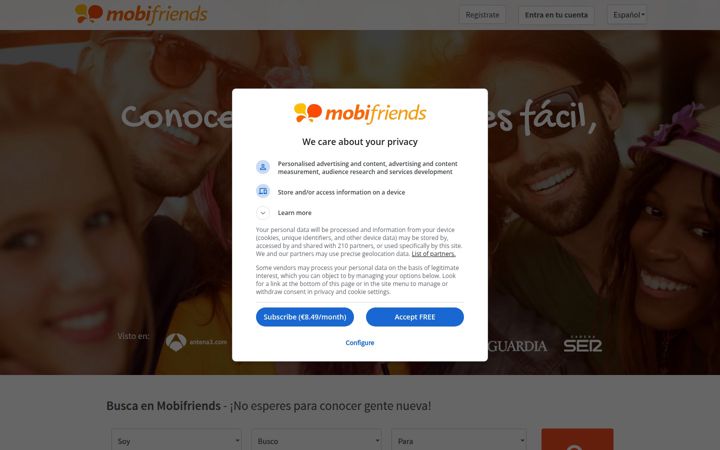 Screenshot von mobifriends.com