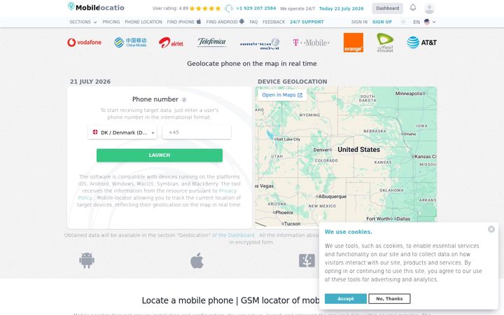 Screenshot of mobile-location.com