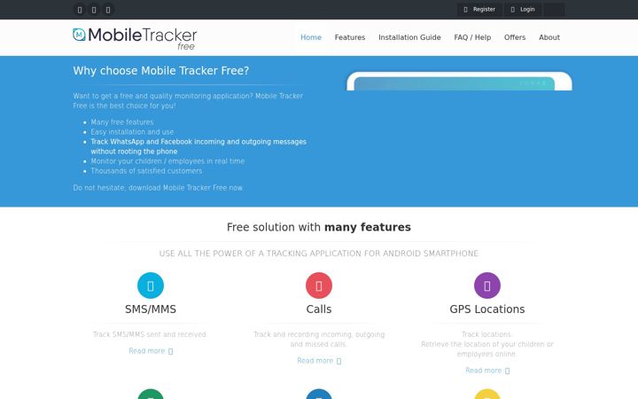 Kuvakaappaus sivustosta mobile-tracker-free.com