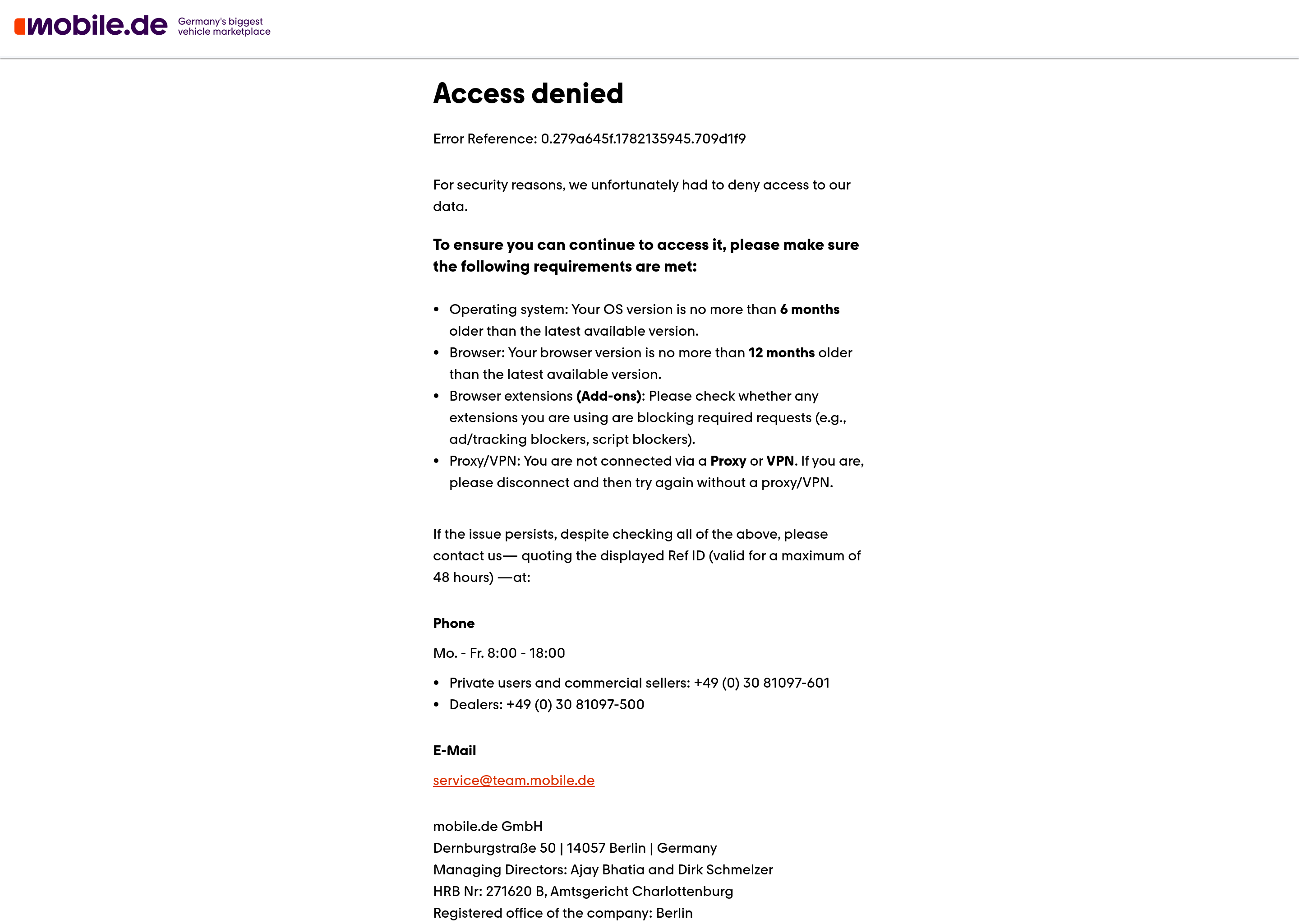 Screenshot of mobile.de