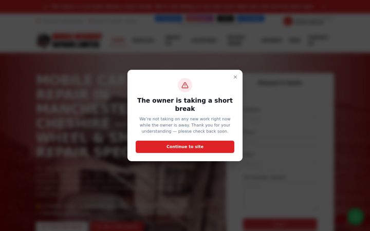 Screenshot of mobileaccidentrepairs.com
