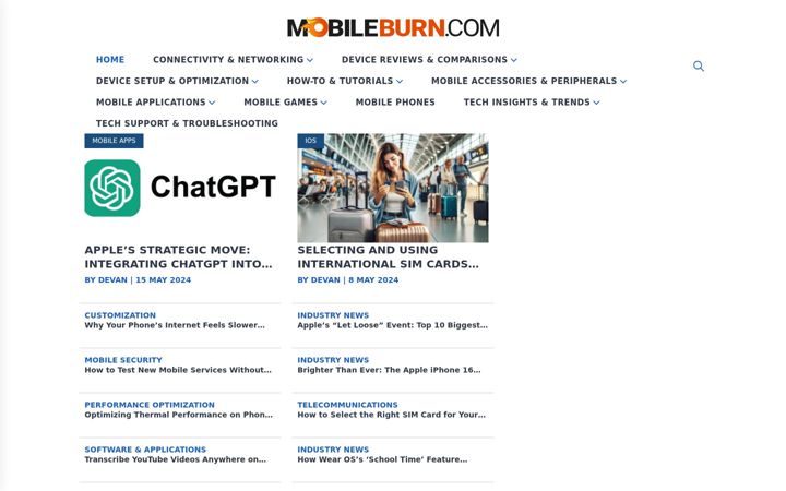 Screenshot of mobileburn.com