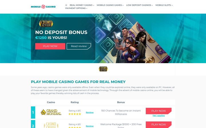 Screenshot of mobilecasino-canada.com