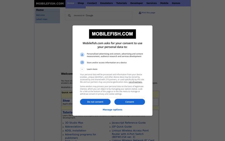 Screenshot of mobilefish.com