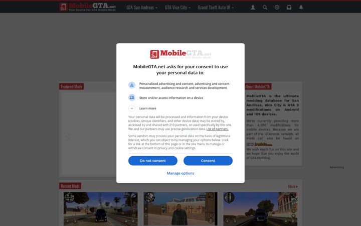 Screenshot of mobilegta.net