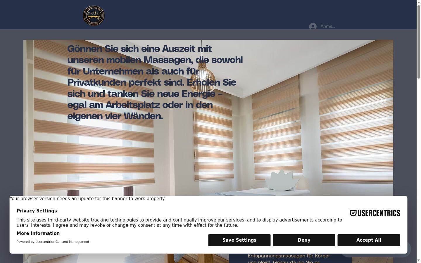 Screenshot des Einwilligungsbanners vor jeglicher Interaktion
