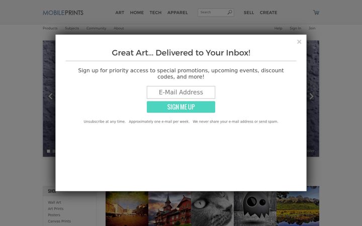 Screenshot of mobileprints.com
