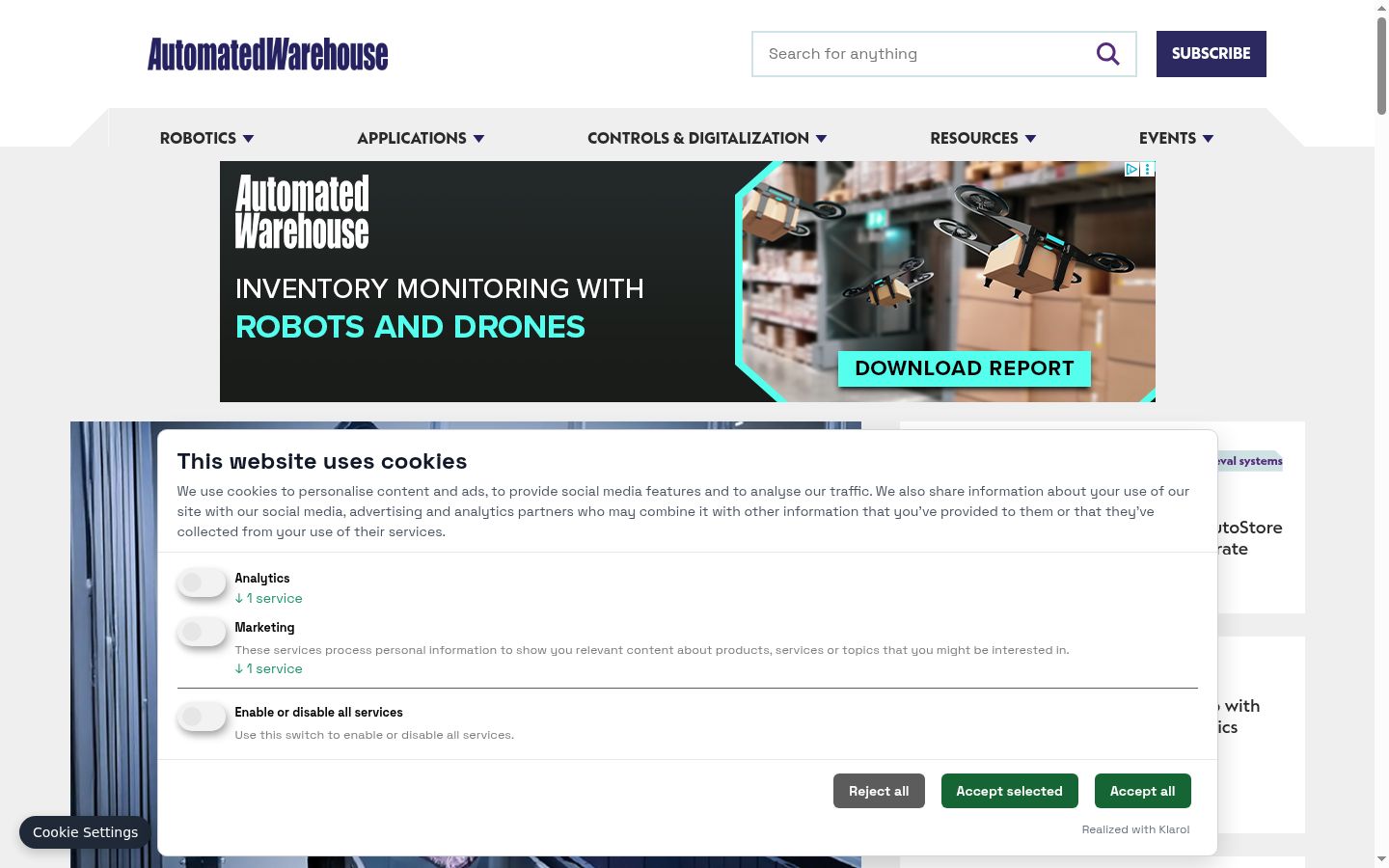 Screenshot del banner di consenso mostrato prima di qualsiasi interazione