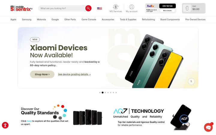 Screenshot of mobilesentrix.com