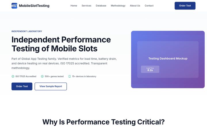 Screenshot of mobileslottesting.com