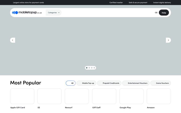 Screenshot of mobiletopup.co.uk