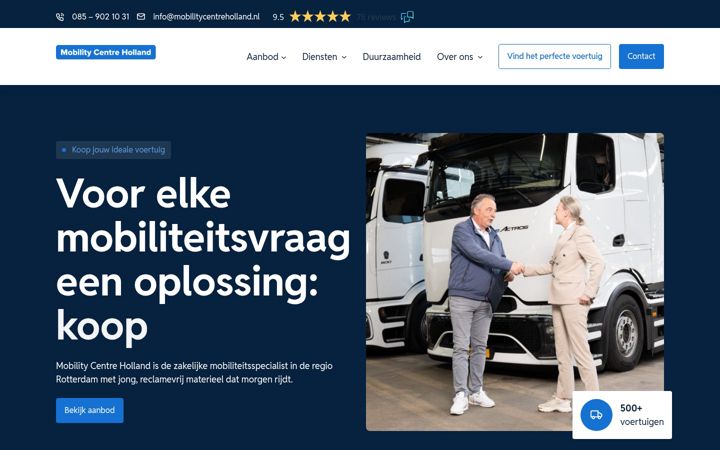 Captură de ecran a mobilitycentreholland.nl