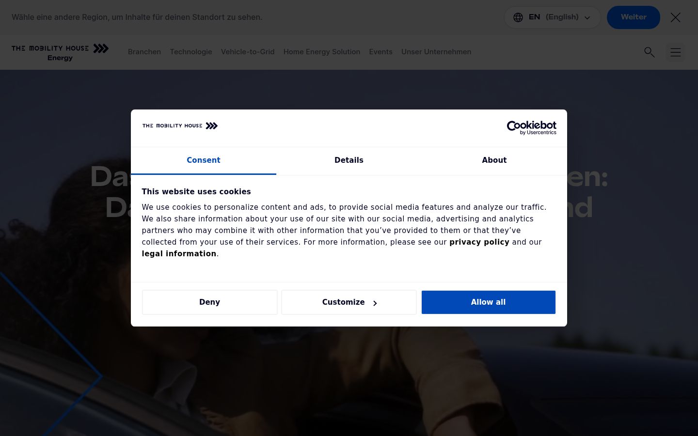 Screenshot of the consent banner shown before any interaction