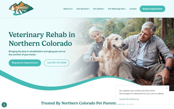 Screenshot of mobilityvetrehab.com