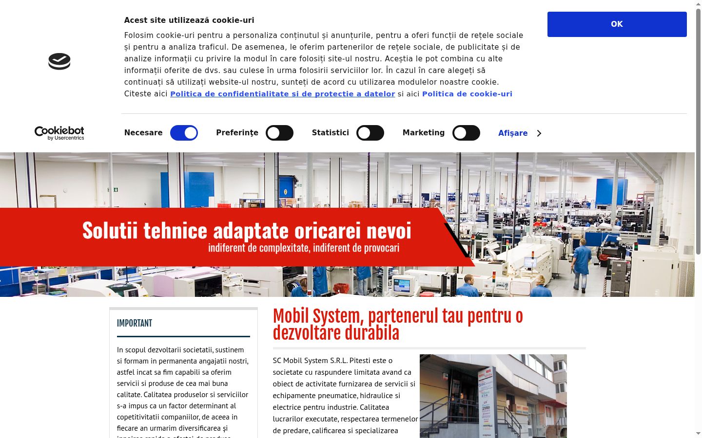 Captură de ecran a bannerului de consimțământ afișat înainte de orice interacțiune