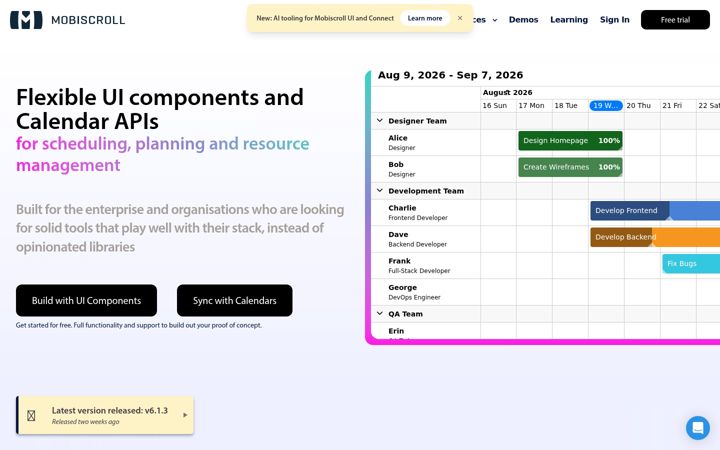 Screenshot of mobiscroll.com