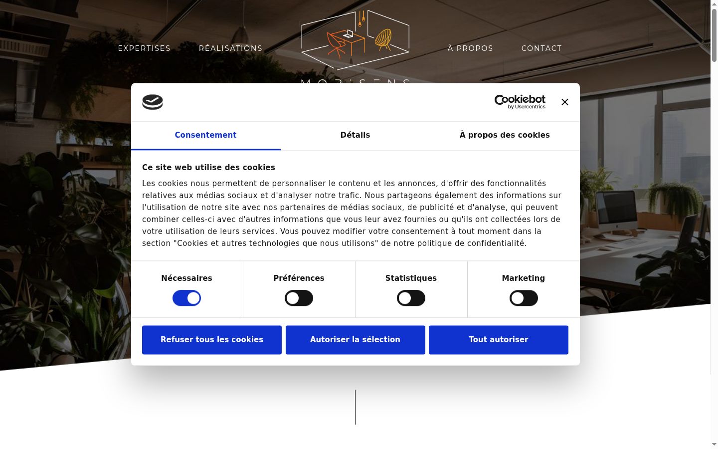 Screenshot of the consent banner shown before any interaction