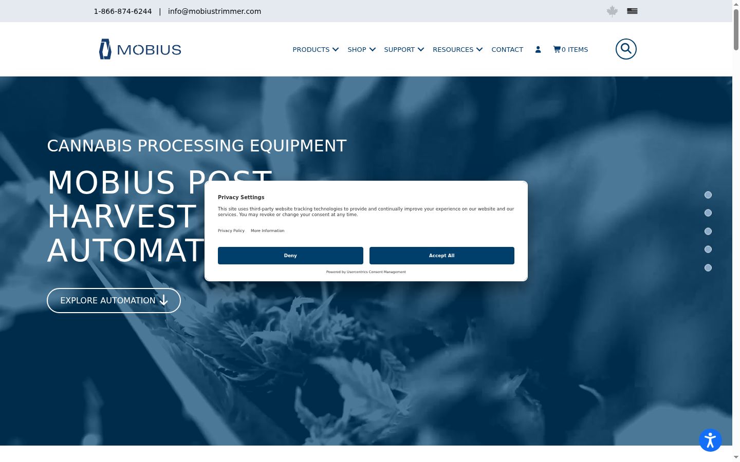 Screenshot of the consent banner shown before any interaction