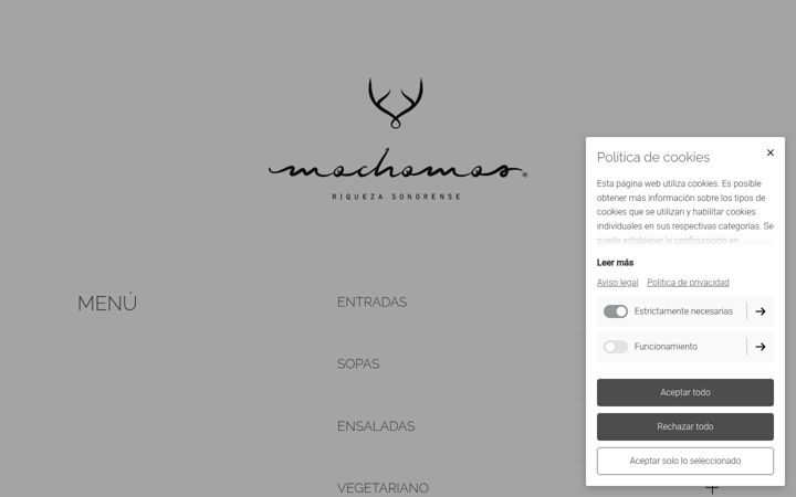 Screenshot of mochomosmenu.com