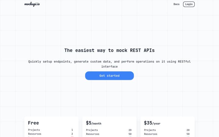 Screenshot of mockapi.io