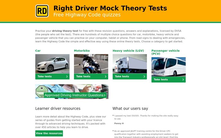 Screenshot van mocktheorytest.com