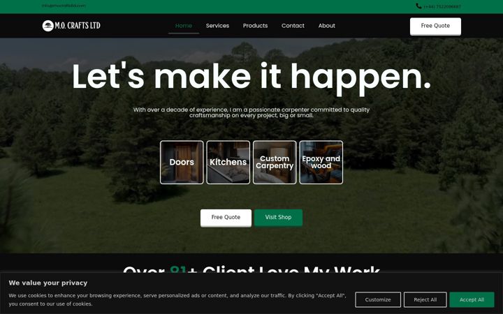 Screenshot of mocraftsltd.com