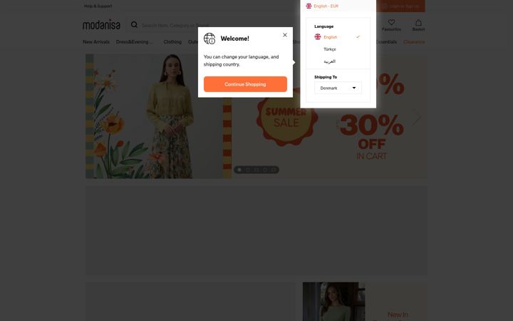 Snímek obrazovky modanisa.com