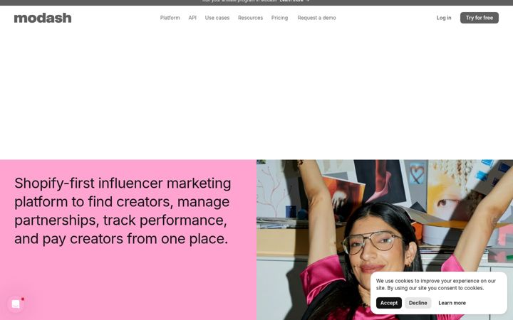 Screenshot of modash.io