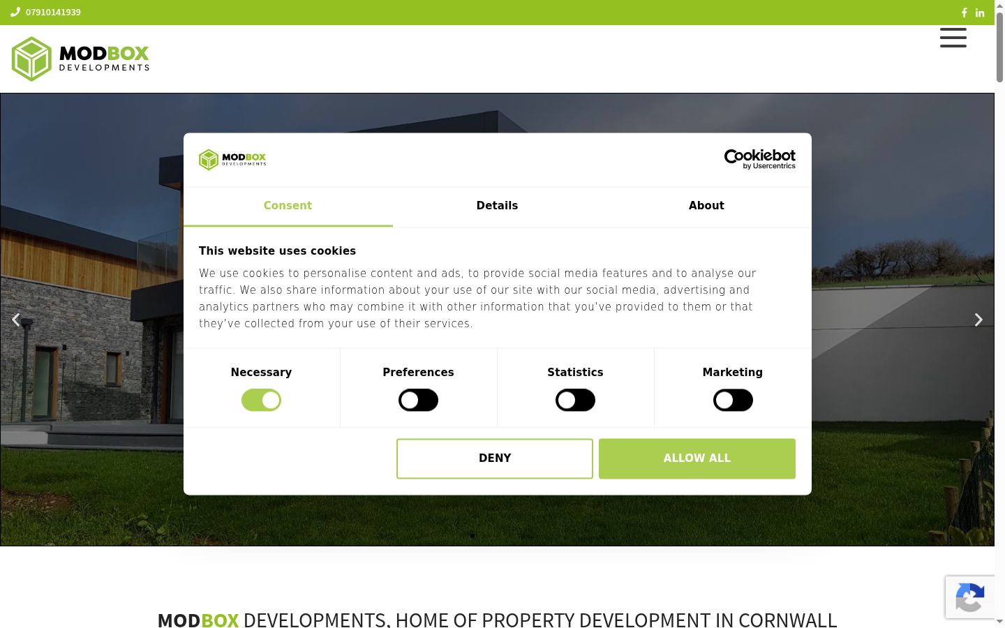 Screenshot of the consent banner shown before any interaction