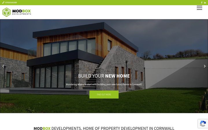 Screenshot of modboxdevelopments.com