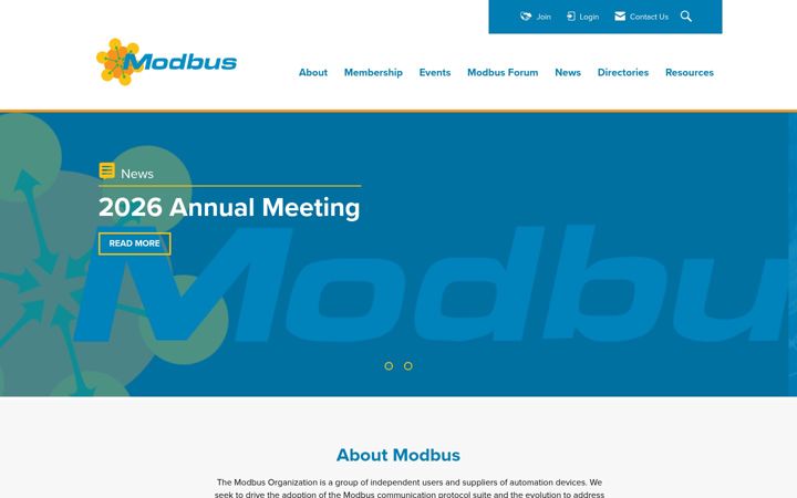 Zrzut ekranu modbus.org