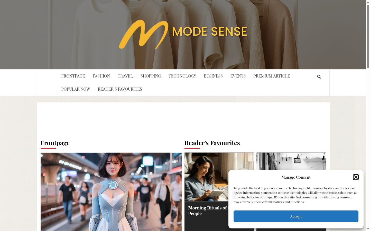 Screenshot of the consent banner shown before any interaction