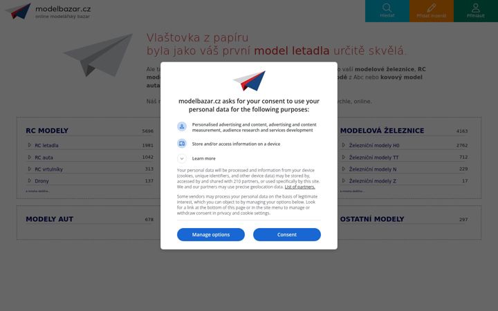 Zrzut ekranu modelbazar.cz