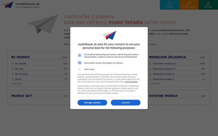 Screenshot of modelbazar.sk
