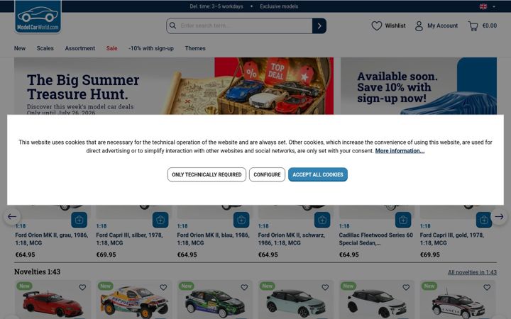 Screenshot ta' modelcarworld.com