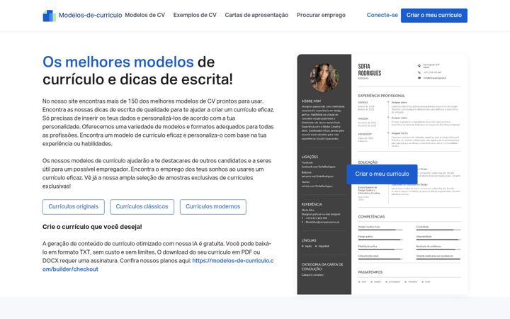 Screenshot of modelos-de-curriculo.com