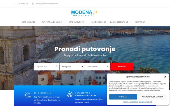 Screenshot of modenatravel.com