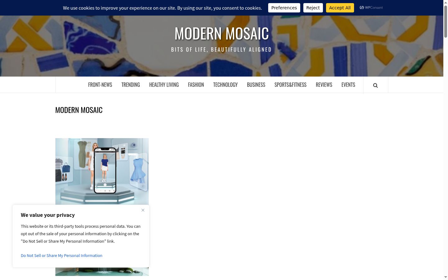 Screenshot του banner συγκατάθεσης που εμφανίστηκε πριν από οποιαδήποτε αλληλεπίδραση