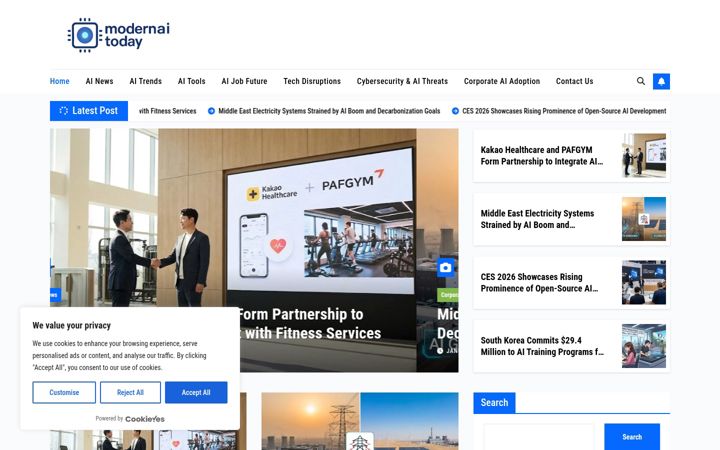 Screenshot of modernaitoday.com