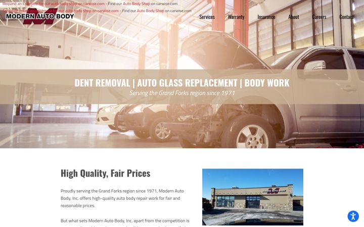 Screenshot of modernautobodygf.com