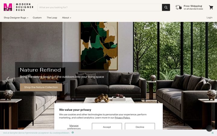 Skærmbillede af moderndesignerrugs.com