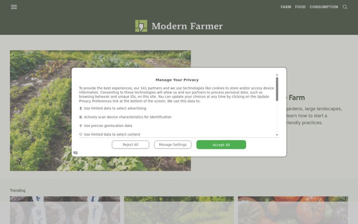 Ekrano kopija modernfarmer.com