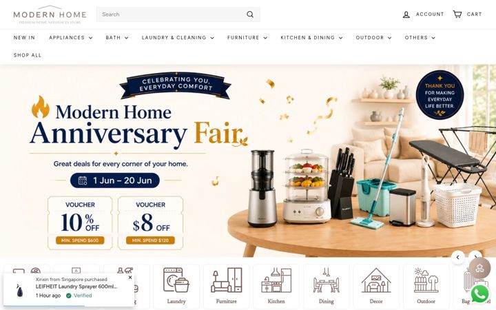 Screenshot of modernhome.sg