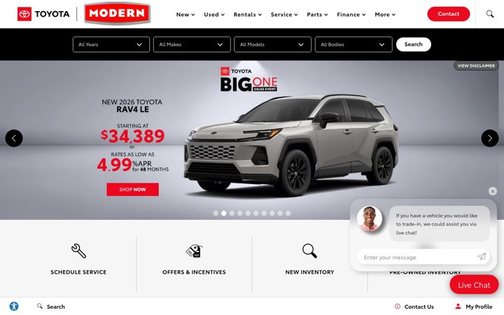 Screenshot von moderntoyota.com