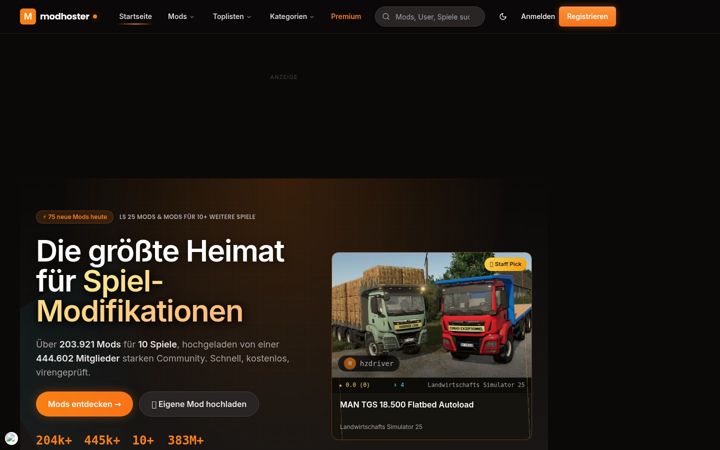 Screenshot of modhoster.de